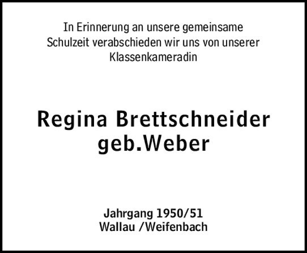  Traueranzeige für Regina Brettschneider vom 25.10.2023 aus Hinterländer Anzeiger