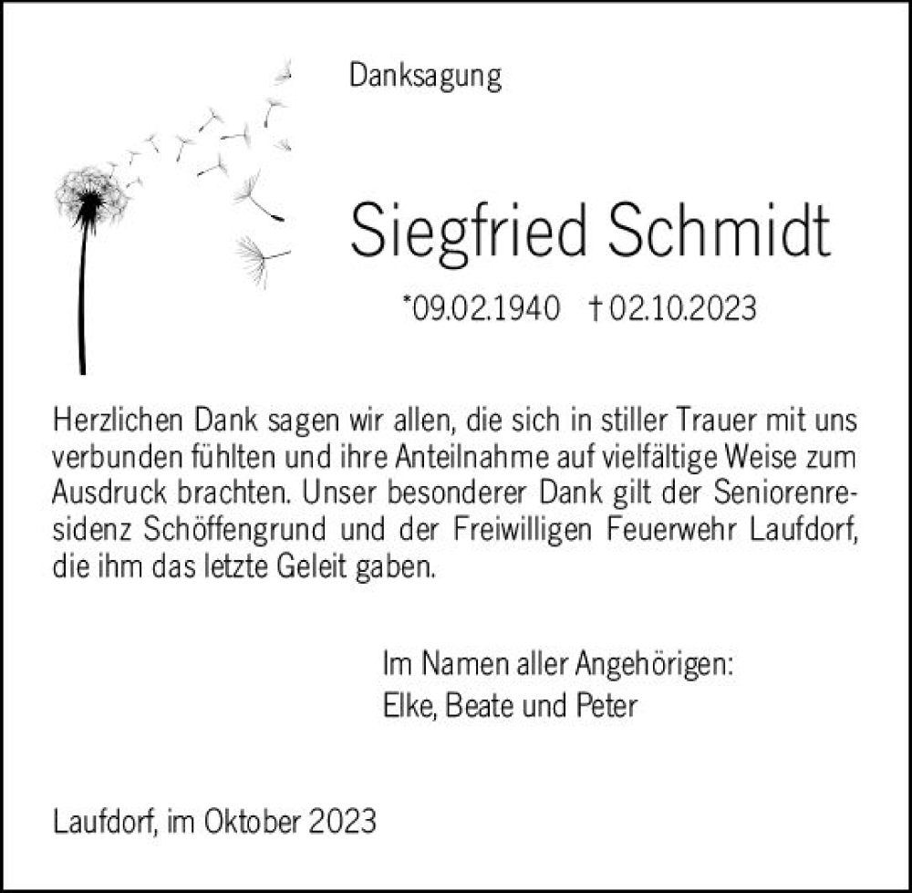  Traueranzeige für Siegfried Schmidt vom 28.10.2023 aus Wetzlarer Neue Zeitung