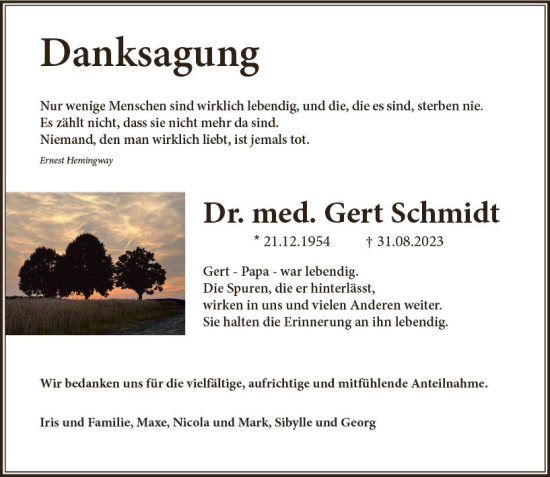 Traueranzeige von Gert Schmidt von Wetzlarer Neue Zeitung