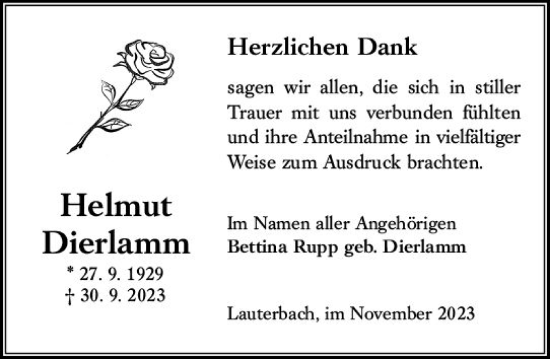 Traueranzeige von Helmut Dierlamm von VRM Trauer