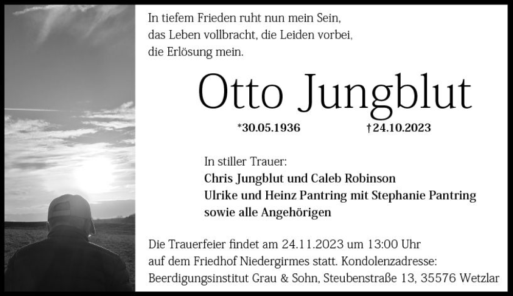  Traueranzeige für Otto Jungblut vom 03.11.2023 aus Wetzlarer Neue Zeitung