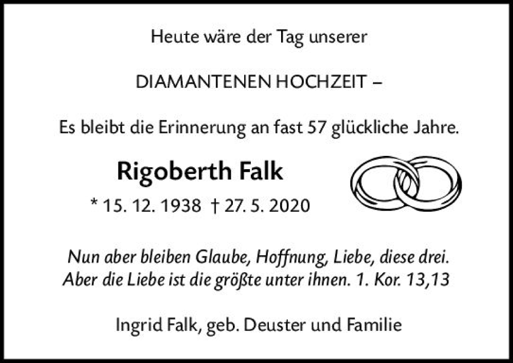  Traueranzeige für Rigoberth Falk vom 16.11.2023 aus Wiesbadener Kurier