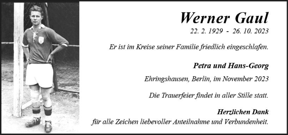  Traueranzeige für Werner Gaul vom 04.11.2023 aus Wetzlarer Neue Zeitung