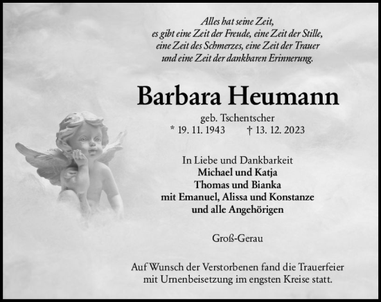 Traueranzeige von Barbara Heumann von Groß-Gerauer Echo