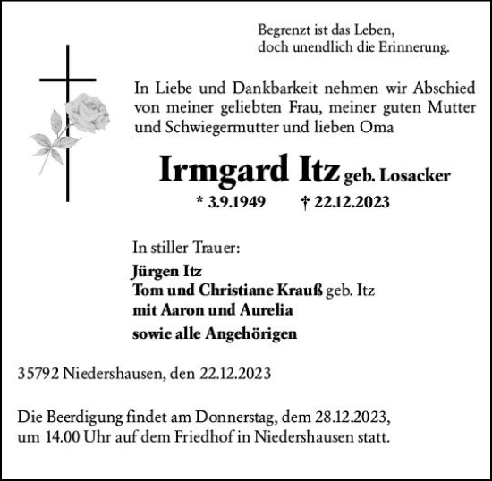 Traueranzeige von Jürgen Itz von Weilburger Tageblatt