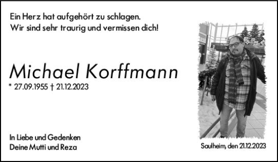 Traueranzeige von Michael Korffmann von Allgemeine Zeitung Alzey