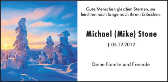 Traueranzeige von Michael Stone von Starkenburger Echo