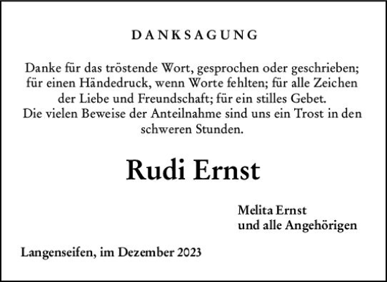 Traueranzeige von Rudi Ernst von Idsteiner Land/Untertaunus