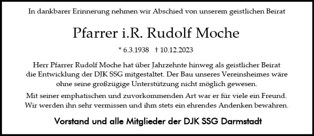  Traueranzeige für Rudolf Moche vom 16.12.2023 aus Darmstädter Echo