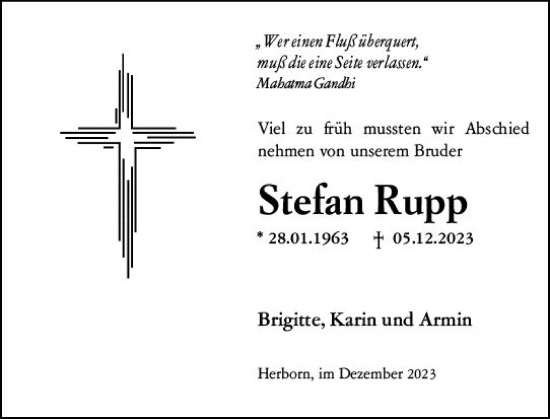 Traueranzeige von Stefan Rupp von Dill Block