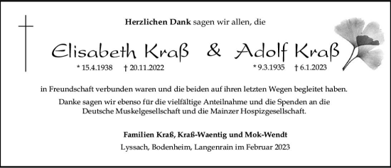 Traueranzeige von Adolf Kraß von Allgemeine Zeitung Bingen/Ingelheim