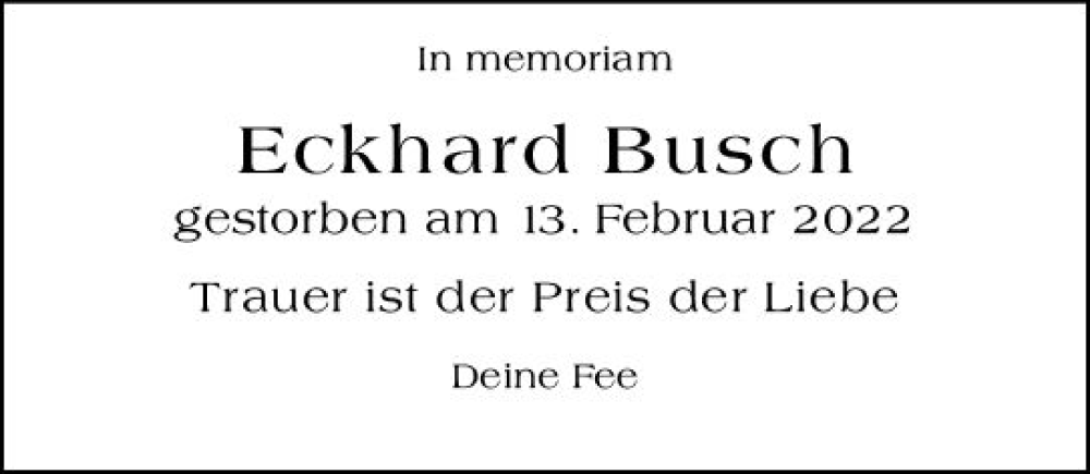  Traueranzeige für Eckhard Busch vom 11.02.2023 aus Wiesbadener Kurier gesamt