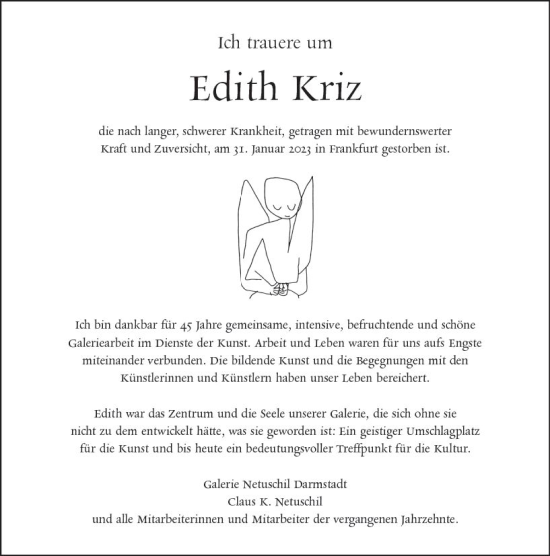 Traueranzeige von Edith Kriz von Bergsträßer Anzeiger