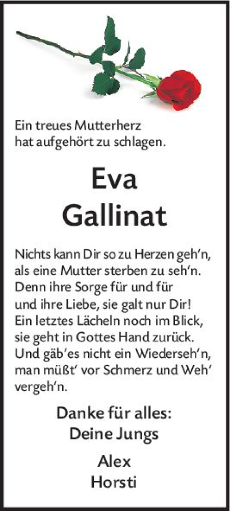 Traueranzeige von Eva Gallinat von Odenwälder Echo