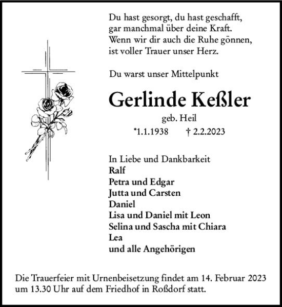 Traueranzeige von Gerlinde Keßler von Darmstädter Echo