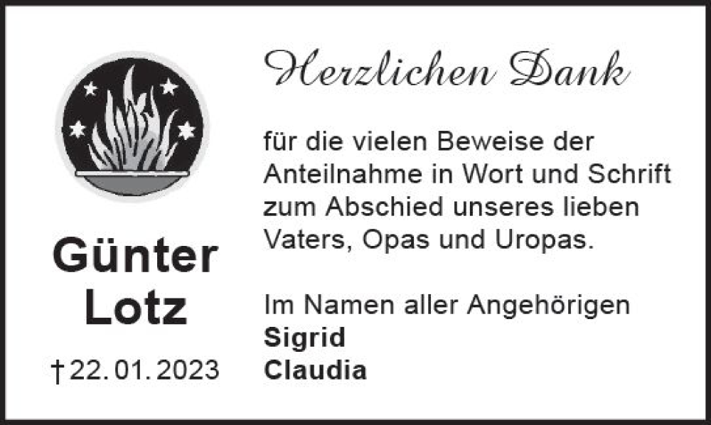  Traueranzeige für Günter Lotz vom 11.02.2023 aus Darmstädter Echo