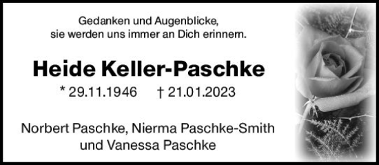 Traueranzeige von Heide Keller-Paschke von Darmstädter Echo