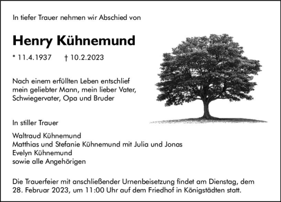 Traueranzeige von Henry Kühnemund von Rüsselsheimer Echo