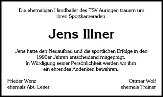 Traueranzeige von Jens Illner von Wiesbadener Kurier gesamt
