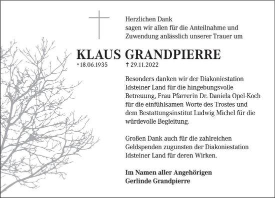 Traueranzeige von Klaus Grandpierre von Idsteiner Land/Untertaunus