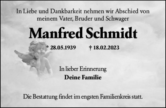 Traueranzeige von Manfred Schmidt von Wiesbadener Kurier