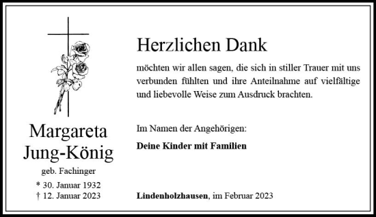 Traueranzeige von Margareta Jung-König von Nassauische Neue Presse