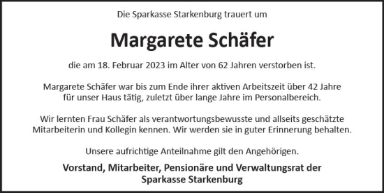 Traueranzeige von Margarete Schäfer von Starkenburger Echo