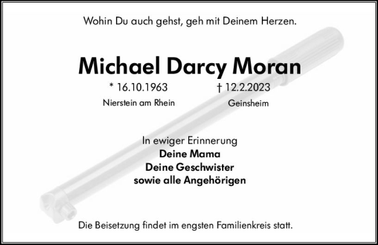 Traueranzeige von Michael Darcy Moran von Groß-Gerauer Echo