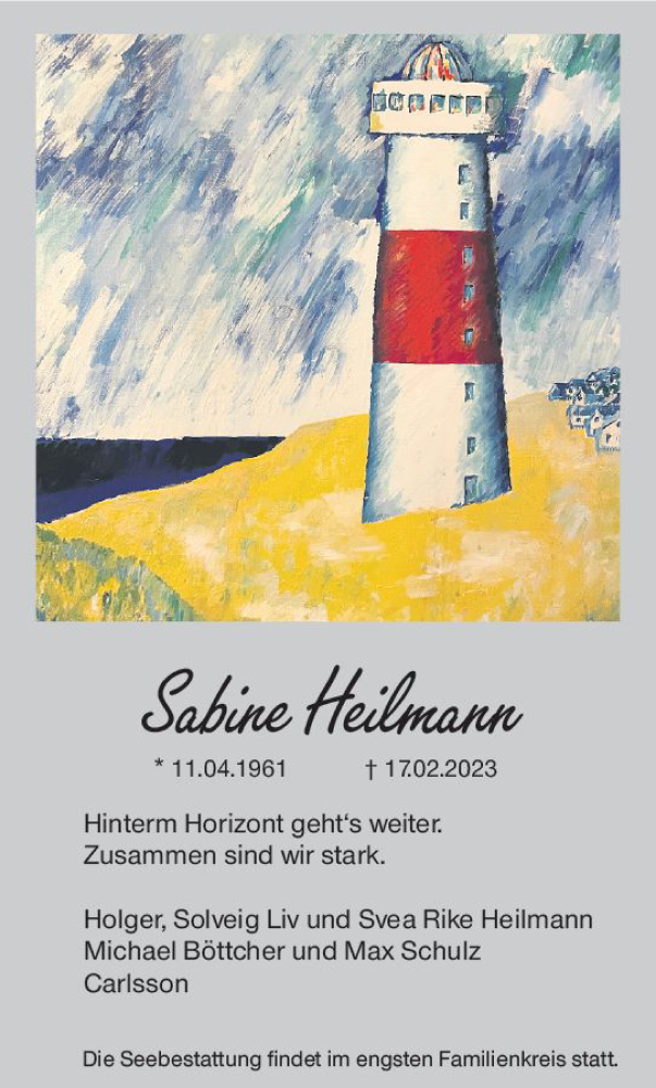  Traueranzeige für Sabine Heilmann vom 25.02.2023 aus Darmstädter Echo
