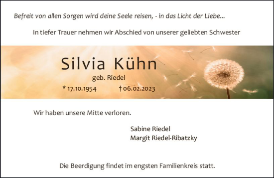 Traueranzeige von Silvia Kühn von Allgemeine Zeitung Mainz