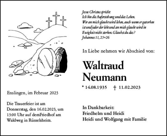 Traueranzeige von Waltraud Neumann von Rüsselsheimer Echo