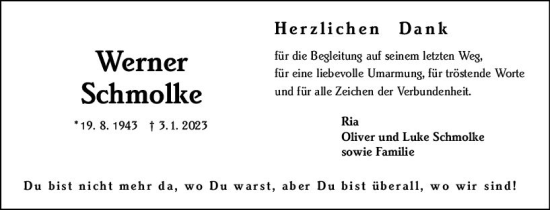 Traueranzeige von Werner Schmolke von Rüsselsheimer Echo