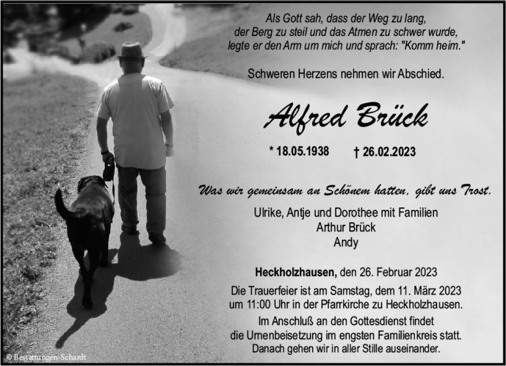  Traueranzeige für Alfred Brück vom 04.03.2023 aus Weilburger Tageblatt