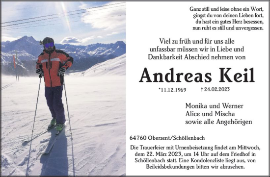 Traueranzeige von Andreas Keil von Odenwälder Echo