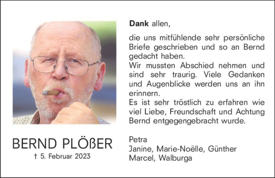 Traueranzeige von Bernd Plößer von Darmstädter Echo