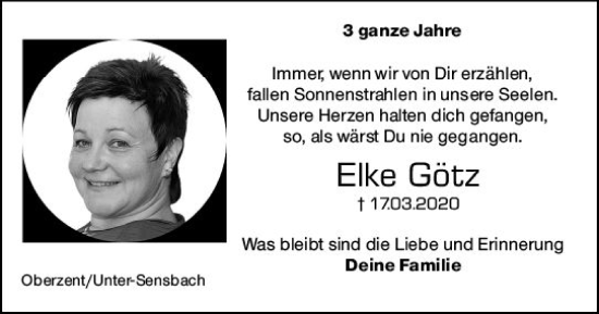 Traueranzeige von Elke Götz von Odenwälder Echo