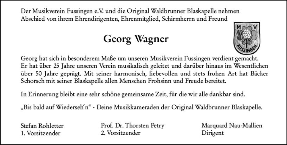  Traueranzeige für Georg Wagner vom 04.03.2023 aus Nassauische Neue Presse
