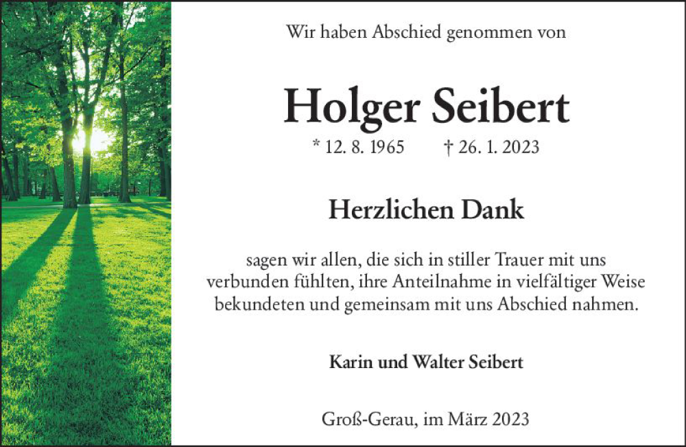  Traueranzeige für Holger Seibert vom 04.03.2023 aus Groß-Gerauer Echo
