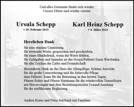Traueranzeige von Karl Heinz Schepp von Wiesbadener Kurier