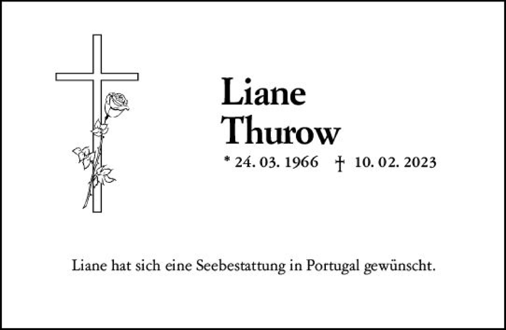  Traueranzeige für Liane Thurow vom 04.03.2023 aus Wormser Zeitung
