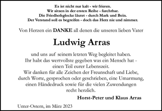 Traueranzeige von Ludwig Arras von Odenwälder Echo