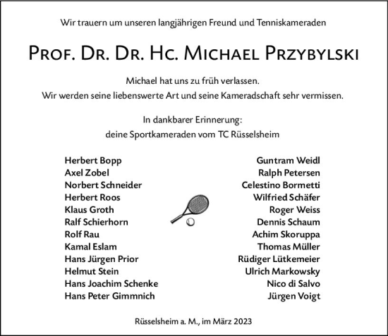 Traueranzeige von Michael Przybylski von Rüsselsheimer Echo