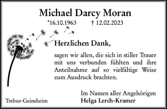 Traueranzeige von Michael Darcy Moran von Groß-Gerauer Echo