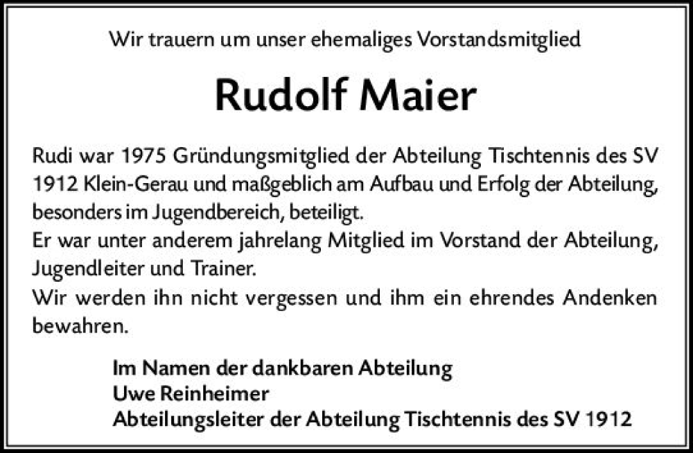  Traueranzeige für Rudolf Maier vom 10.03.2023 aus Groß-Gerauer Echo