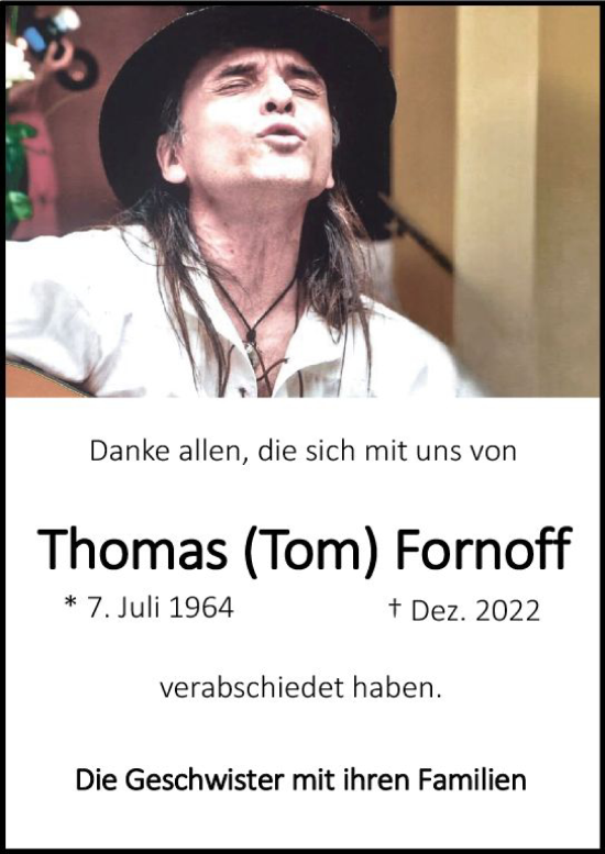 Traueranzeige von Thomas Fornoff von Darmstädter Echo