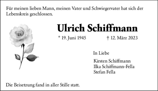 Traueranzeige von Ulrich Schiffmann von Darmstädter Echo