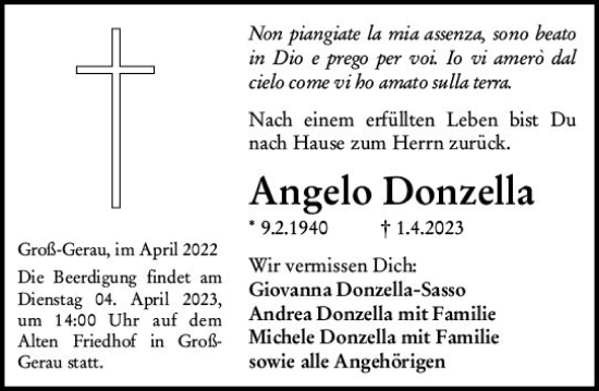 Traueranzeige von Angelo Donzella von Groß-Gerauer Echo