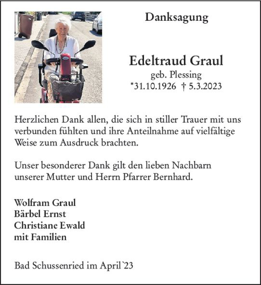  Traueranzeige für Edeltraud Graul vom 08.04.2023 aus Groß-Gerauer Echo