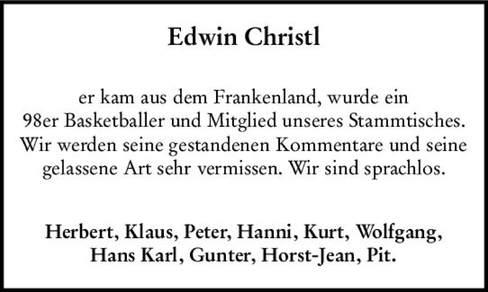  Traueranzeige für Edwin Christl vom 22.04.2023 aus Darmstädter Echo