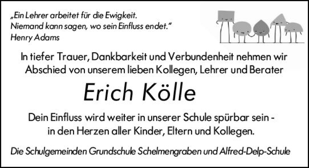  Traueranzeige für Erich Kölle vom 05.04.2023 aus Wiesbadener Kurier
